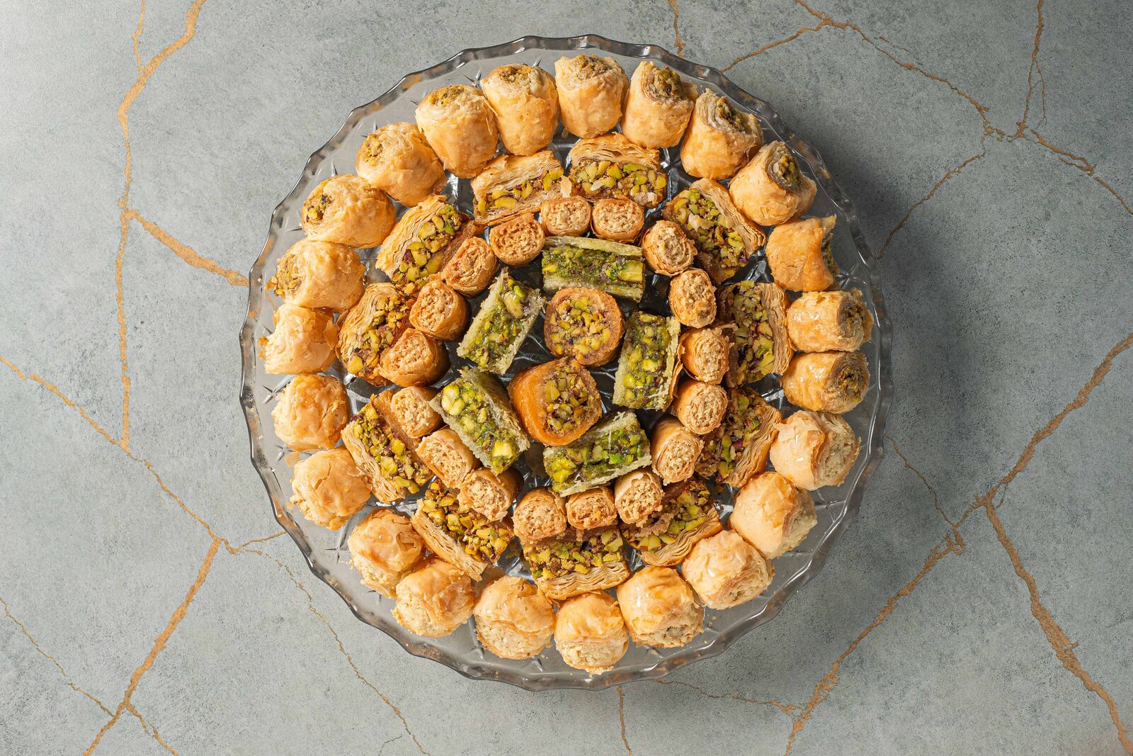 Trays of freshly made Lebanese baklava
